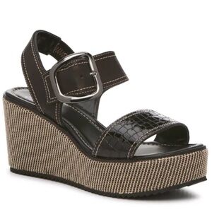 Donald J. Pliner NWOB Imani Wedge Sandal Black Croc Print size 9.5M